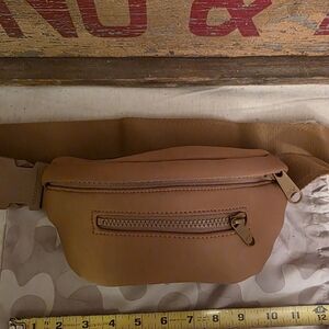 Dagne Dover Tan Neoprene Waist Bag